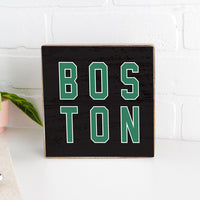 Green and Black Boston Square Block Sign