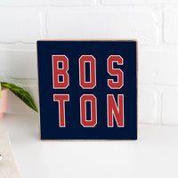 Red and Blue Boston Square Block Sign