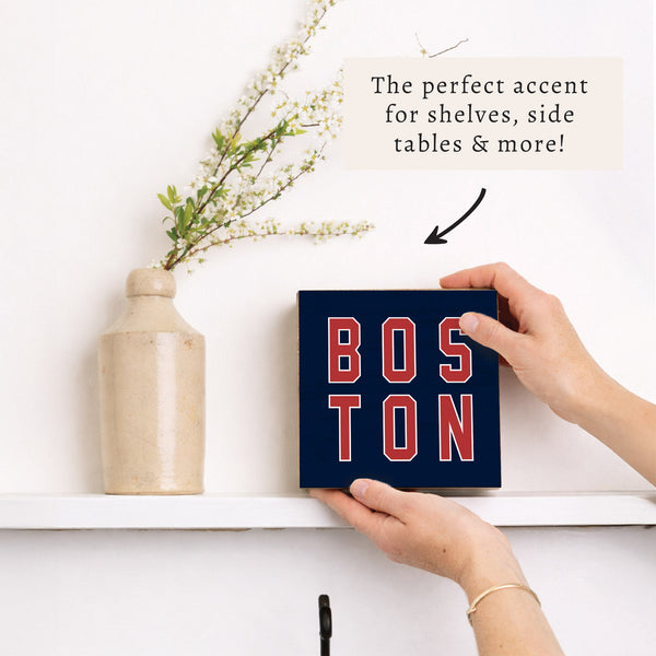 Boston Red and Blue Block Sign
