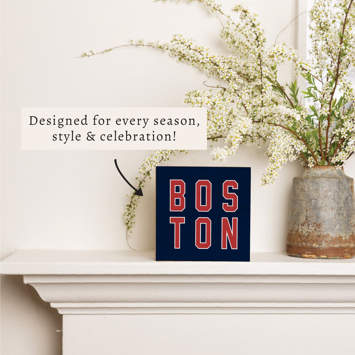 Boston Red and Blue Block Sign