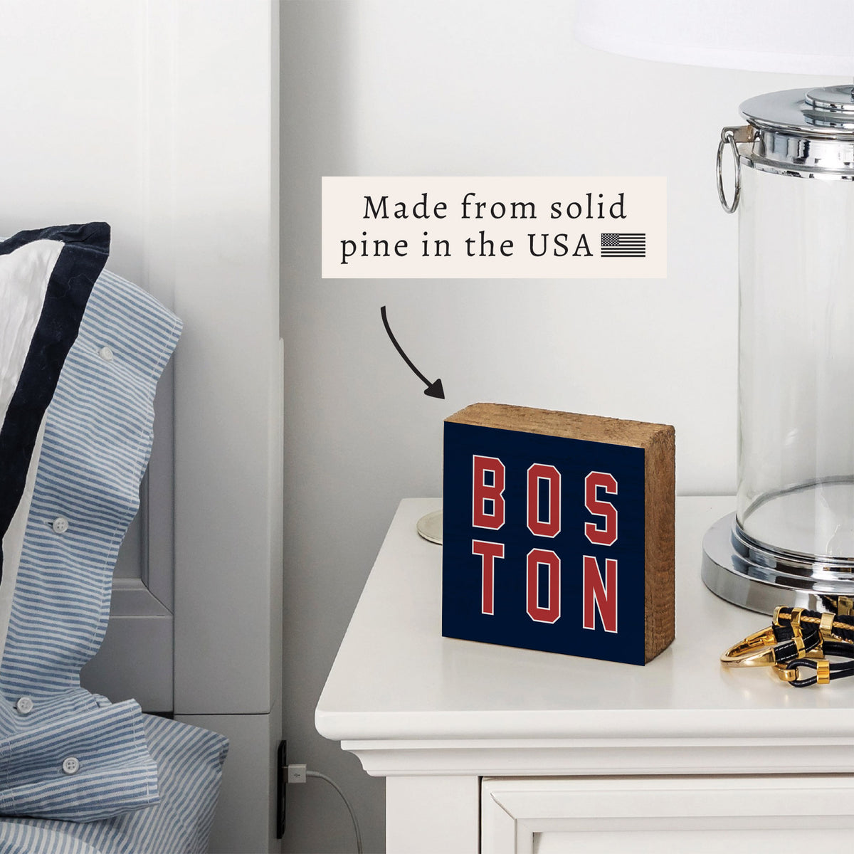 Boston Red and Blue Block Sign