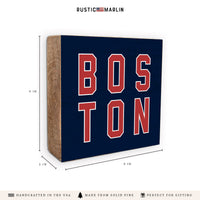 Boston Red and Blue Block Sign