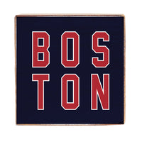 Red and Blue Boston Square Block Sign