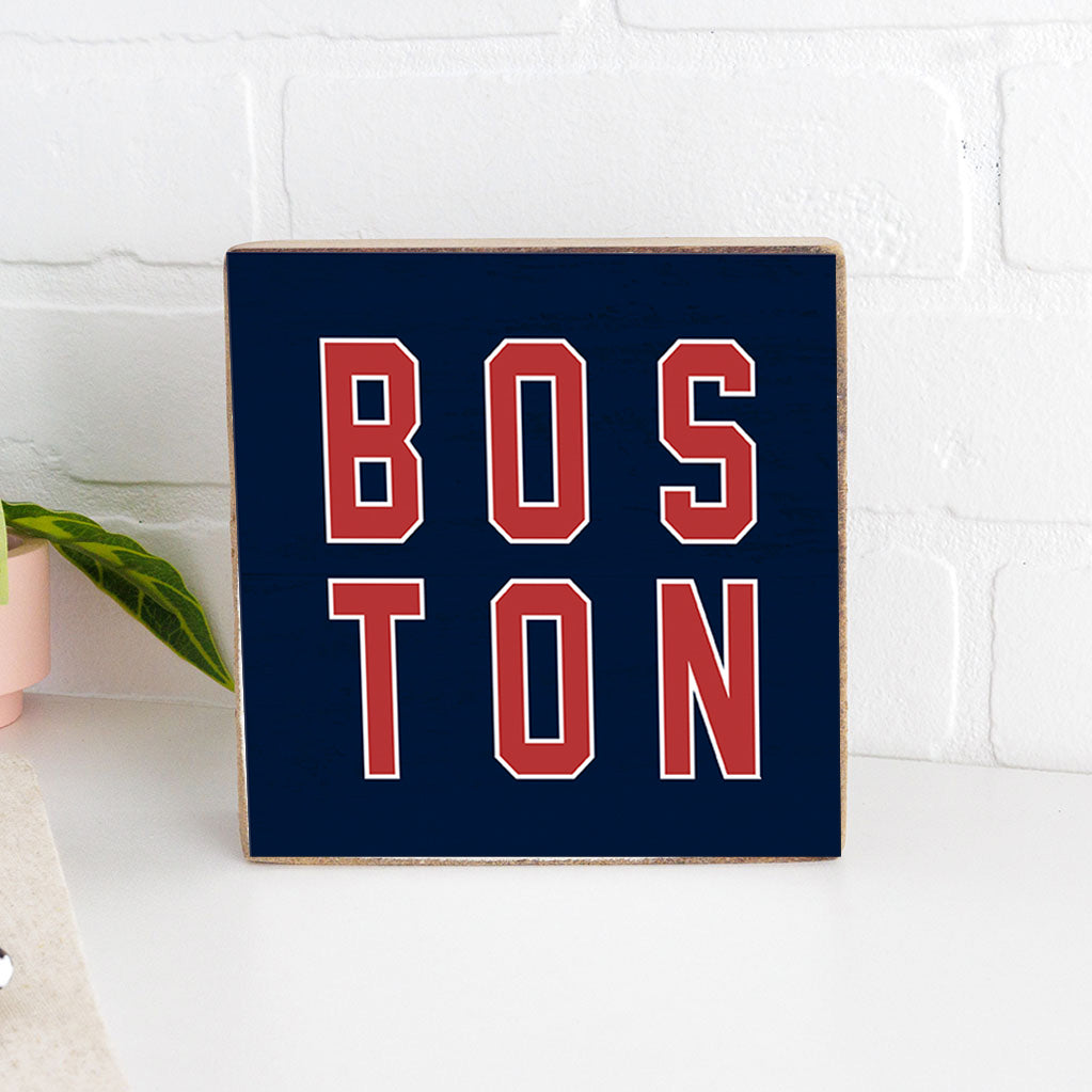 Red and Blue Boston Decorative Wooden Block