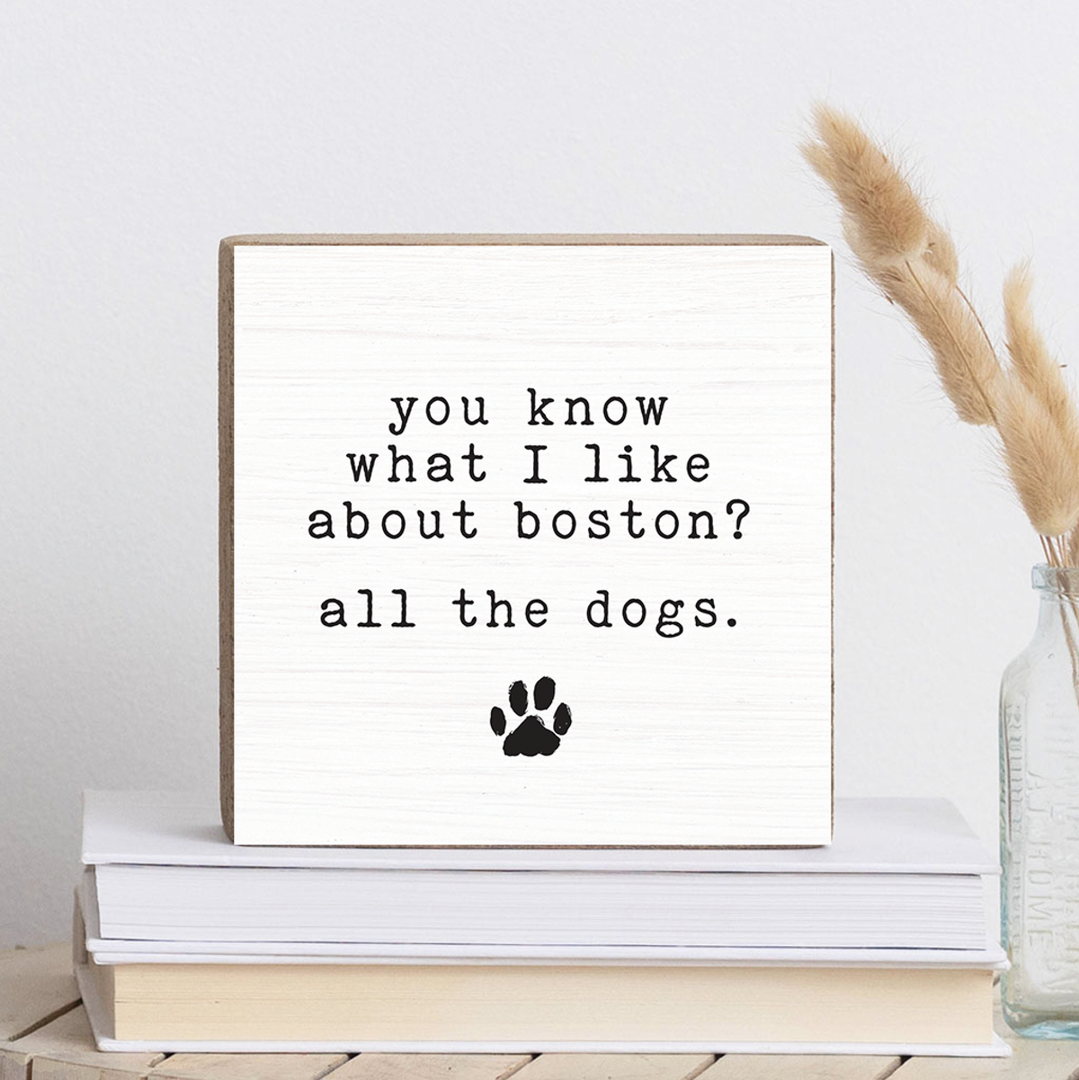 Boston Dogs Decorative Wooden Block