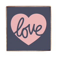 Script Love Heart Decorative Wooden Block