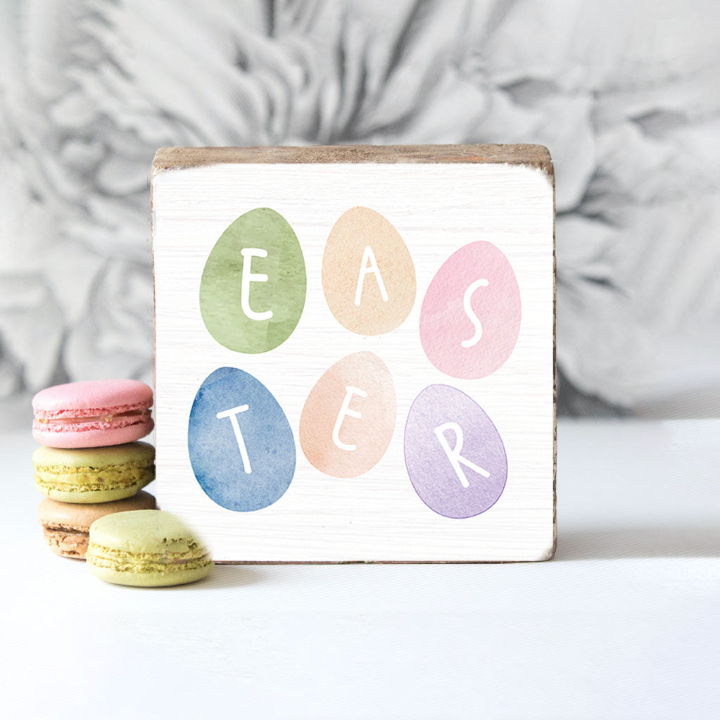 Easter Eggs Decorative Wooden Block