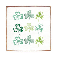 Repeating Shamrocks Decorative Wooden Block