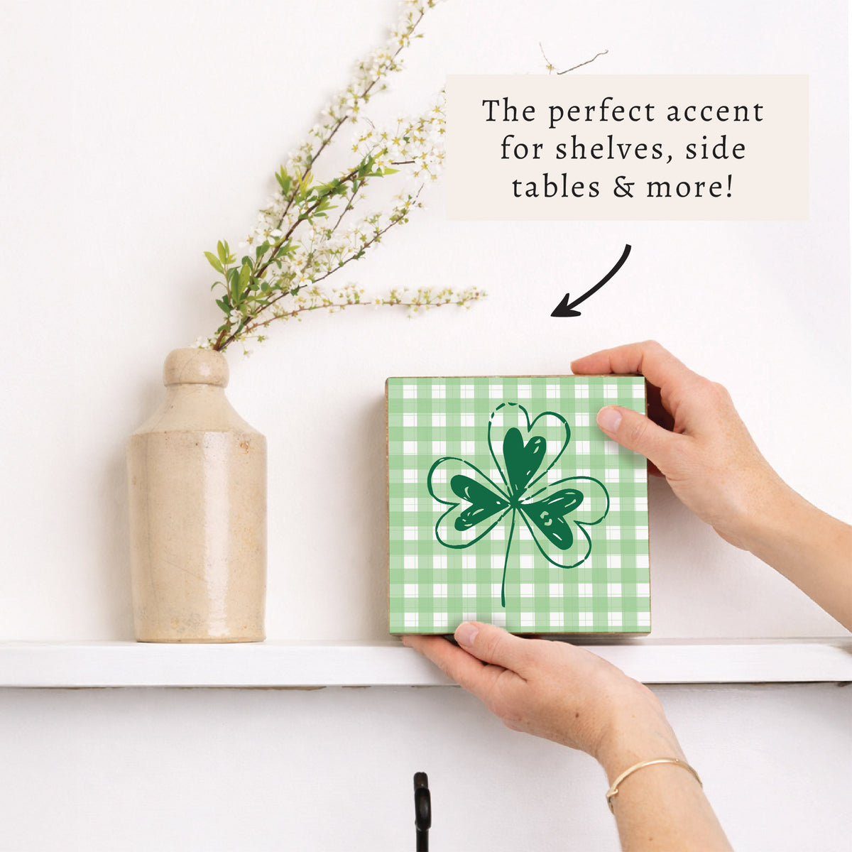 Shamrock Plaid Block Sign