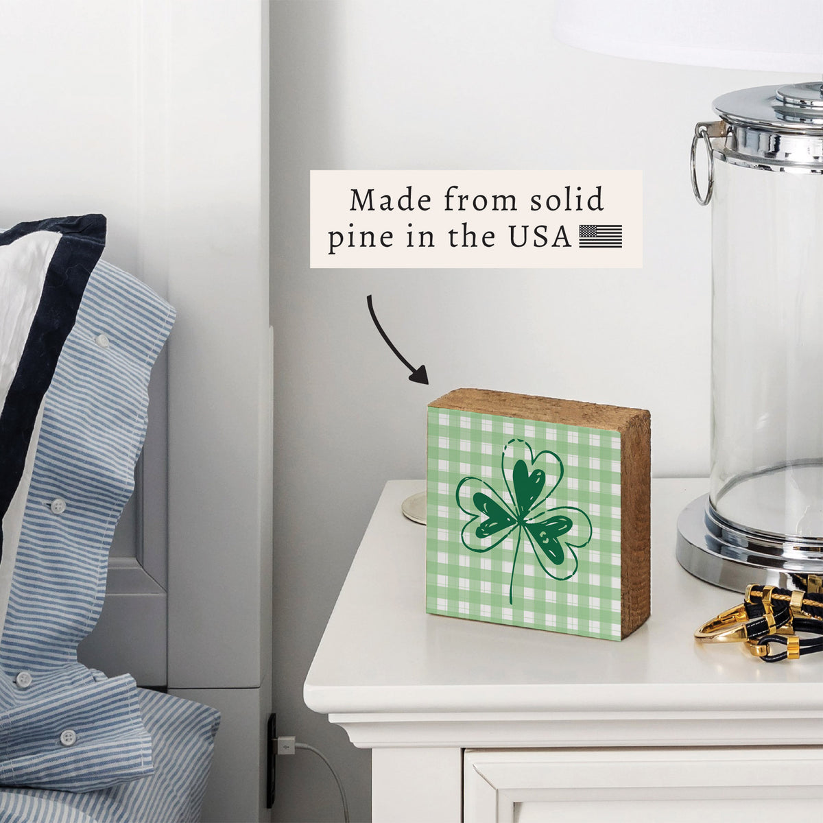 Shamrock Plaid Block Sign