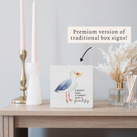 Seagull With A French Fry Block Sign