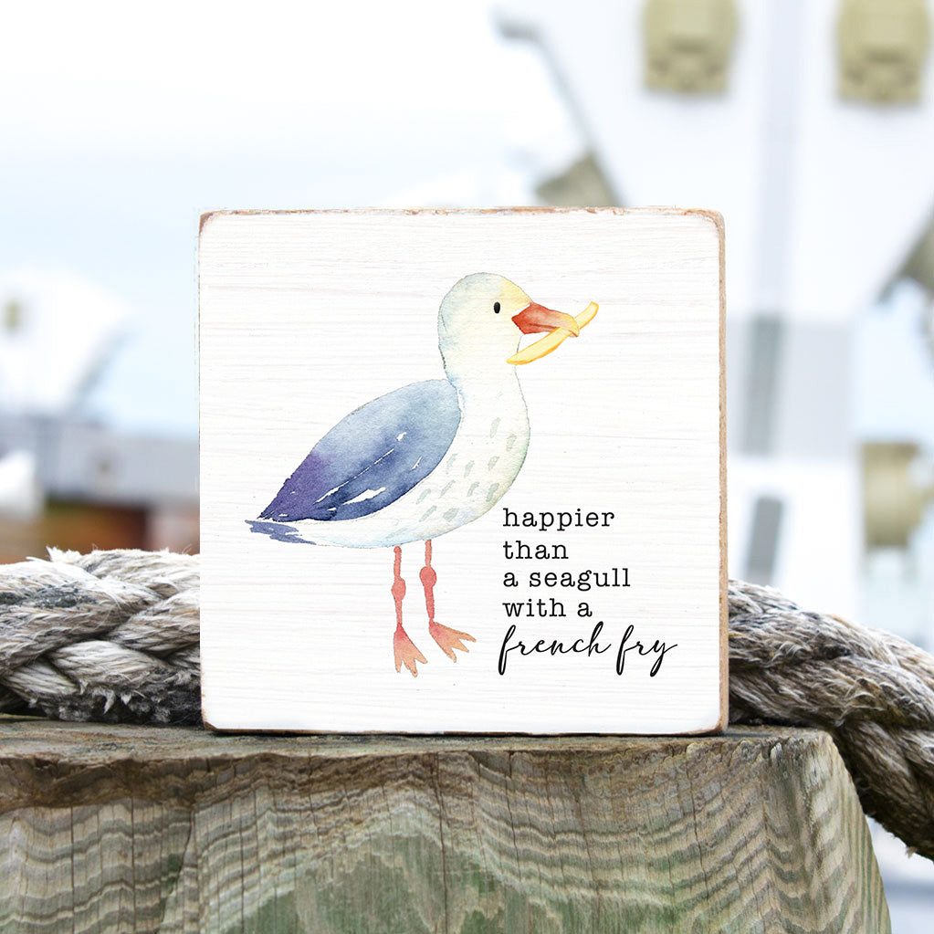 Seagull With A French Fry Decorative Wooden Block