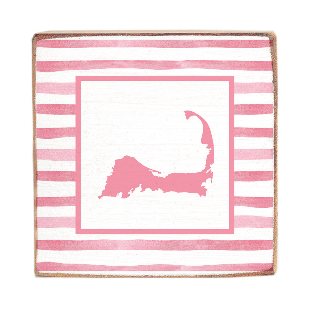 Pink Cape Silo Stripes Square Block Sign