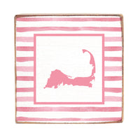 Pink Cape Silo Stripes Square Block Sign