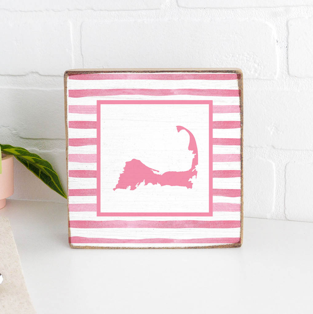 Pink Cape Silo Stripes Decorative Wooden Block