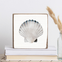 Watercolor Shell Rustic Marlin Block Sign