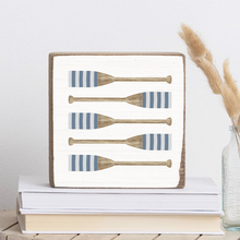 Load image into Gallery viewer, Striped Oars Decorative Wooden Block
