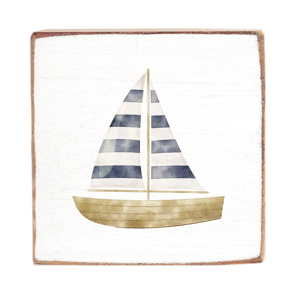 Watercolor Sailboat Block Sign
