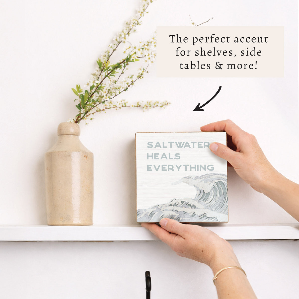 Saltwater Heals Everything Block Sign