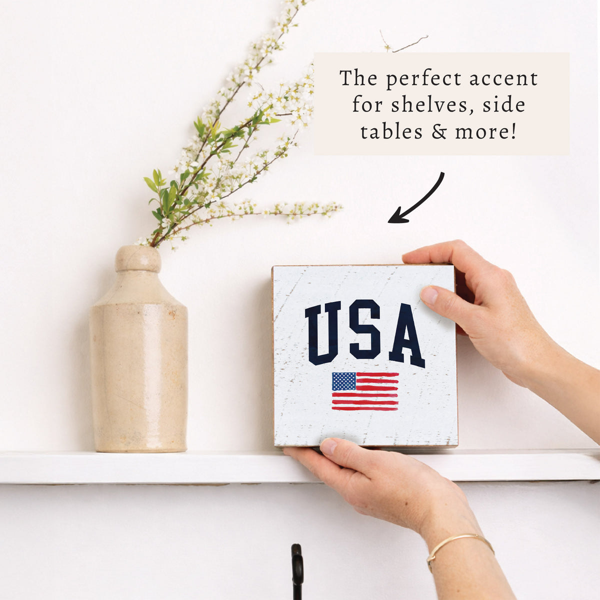 USA Flag Block Sign