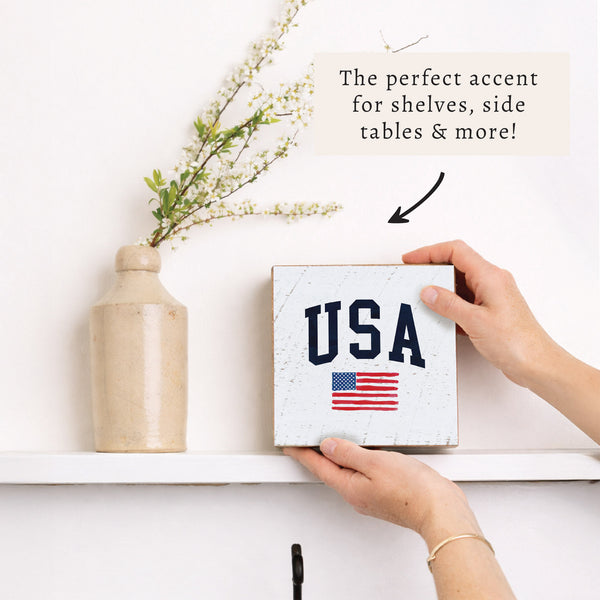 USA Flag Block Sign