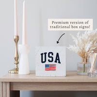 USA Flag Block Sign