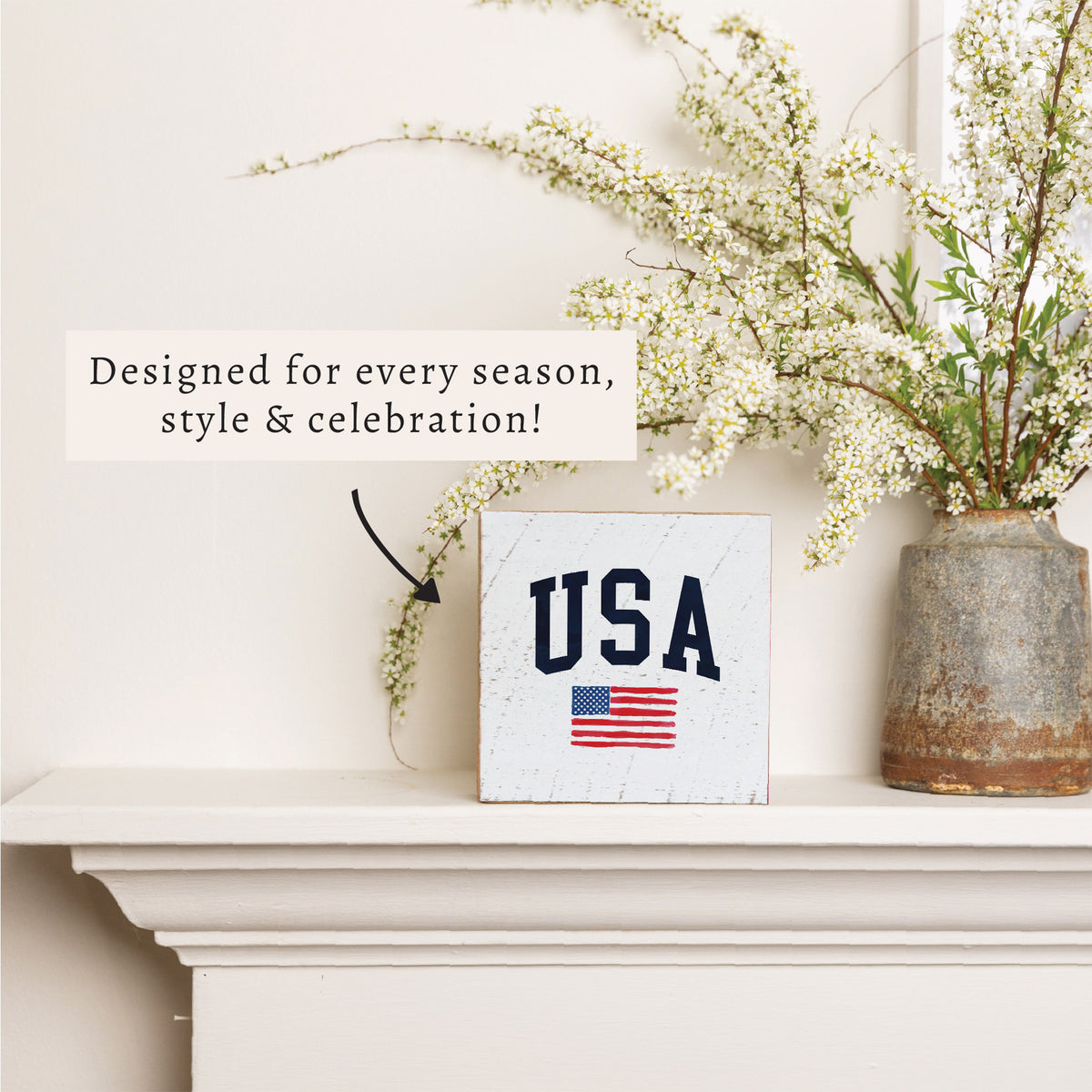 USA Flag Block Sign