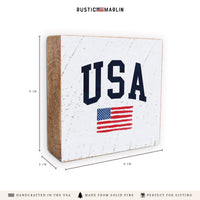 USA Flag Block Sign