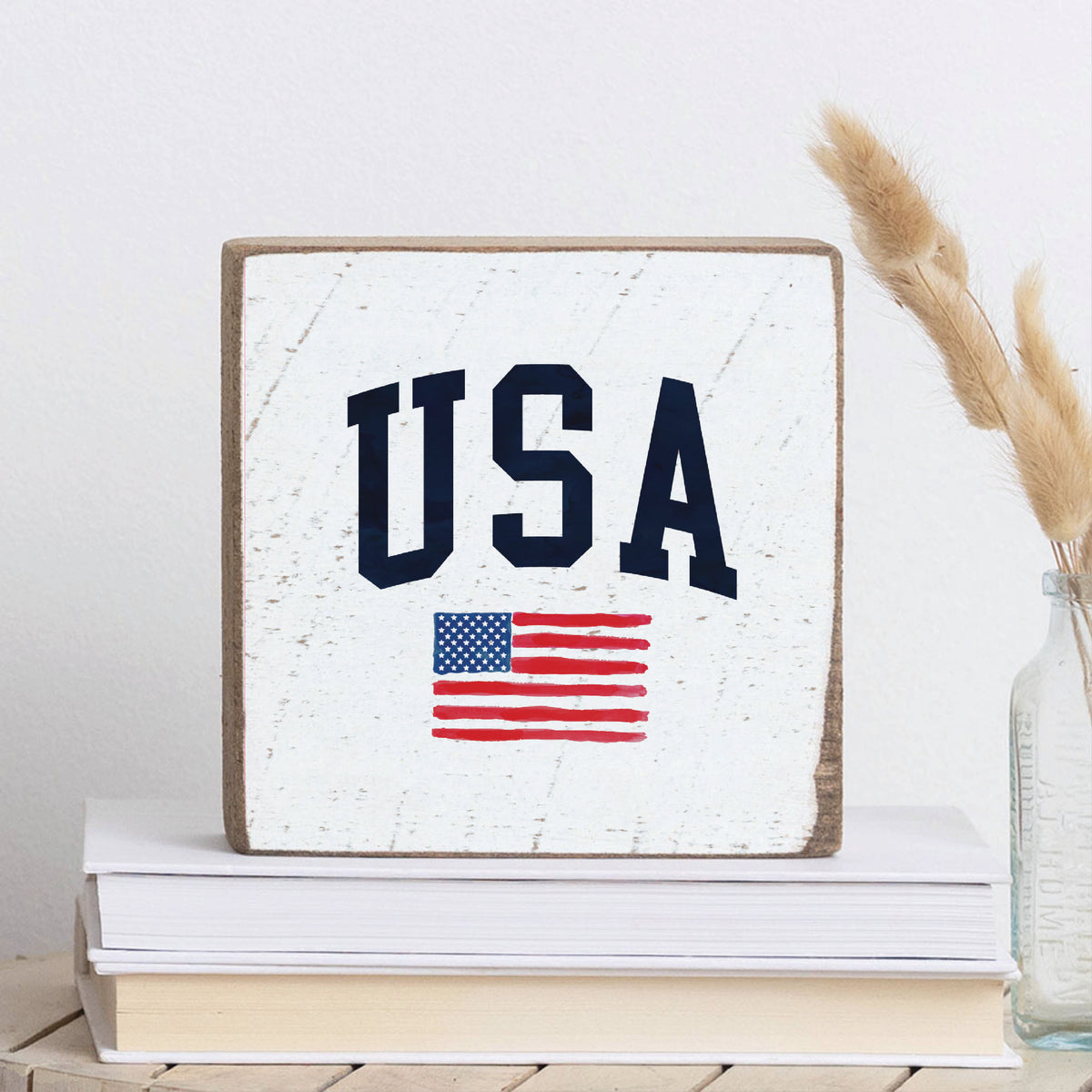 USA Flag Block Sign