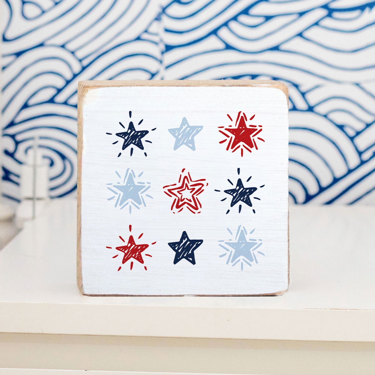 Starburst Decorative Wooden Block