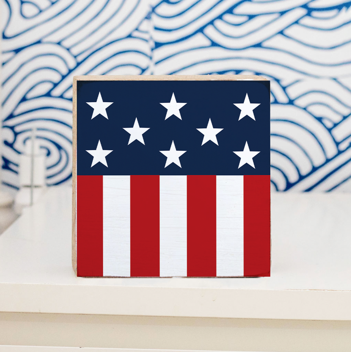 Rustic Flag Decorative Wooden Block