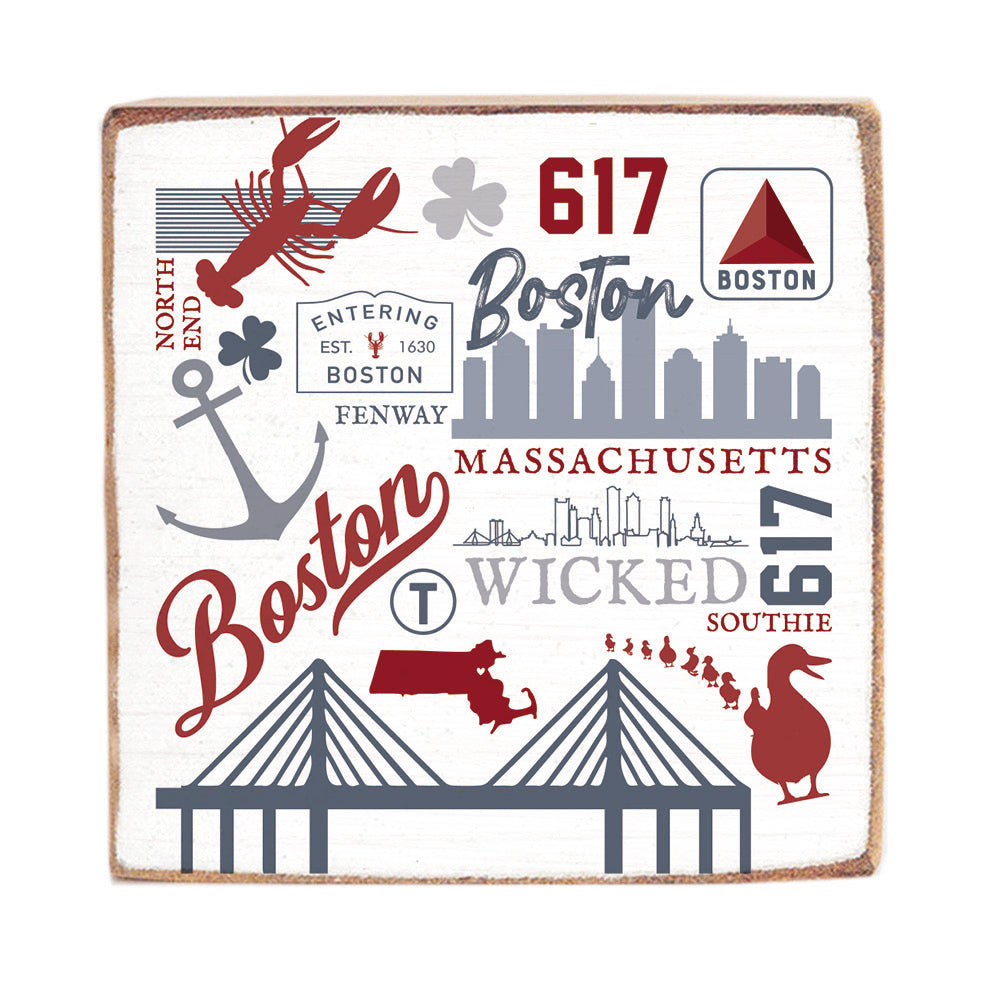 All Things Boston Wood Block