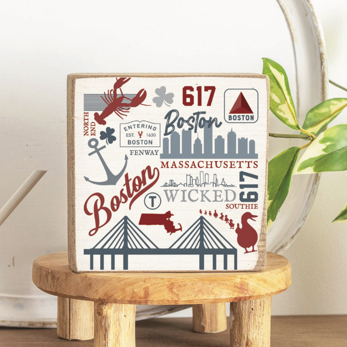 All Things Boston Decorative Wooden Block