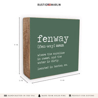 Fenway Definition Block Sign