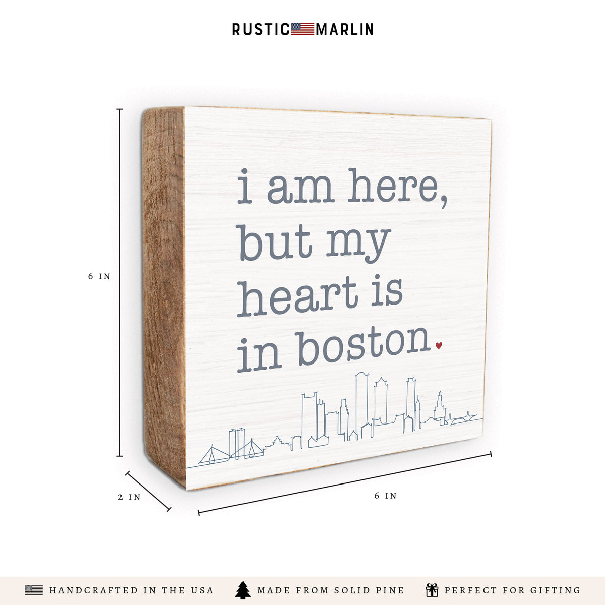 My Heart Is In Boston Block Sign