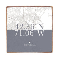Color Block Boston Coordinates Wood Block