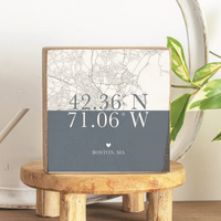 Color Block Boston Coordinates Wood Block