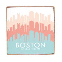 Boston Pastel Skyline Wood Block