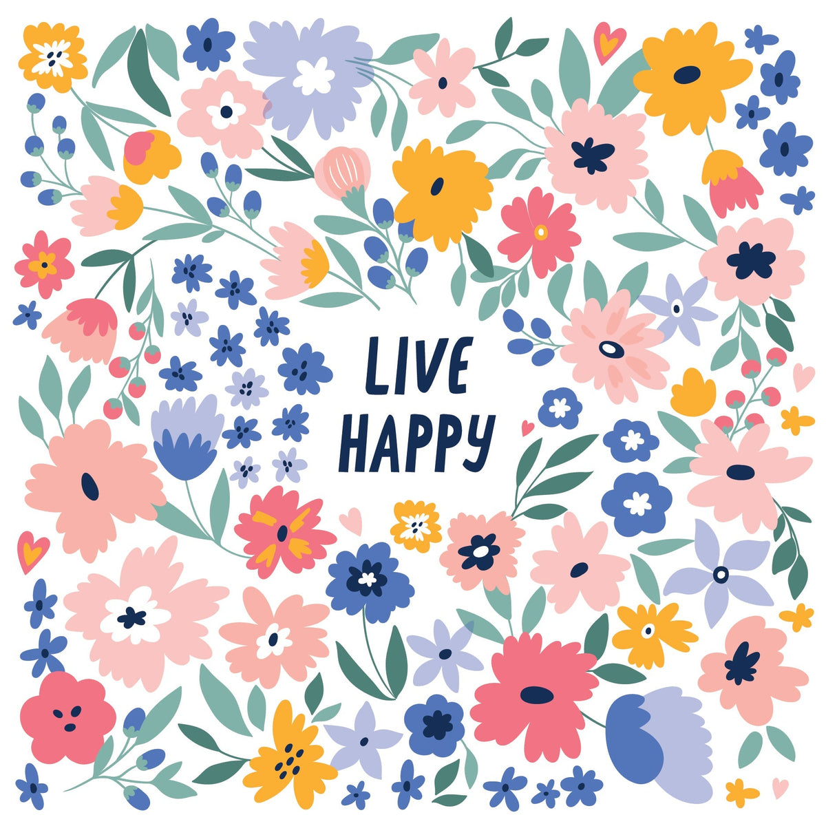 Live Happy Floral Block