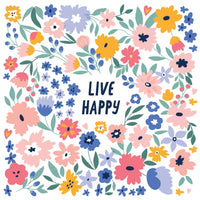 Live Happy Floral Block