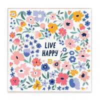 Live Happy Floral Block Sign
