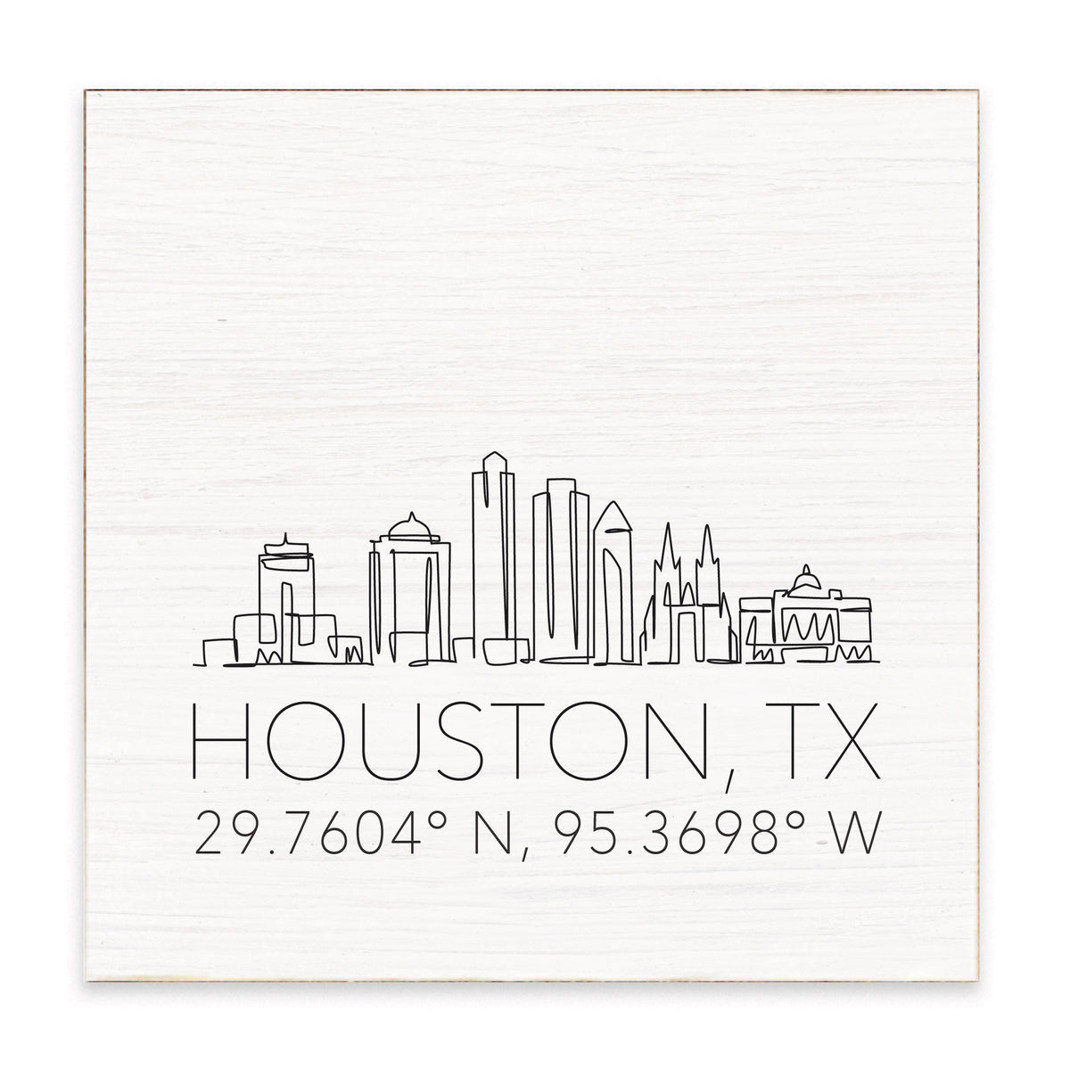 Houston Skyline Coordinates Block Sign
