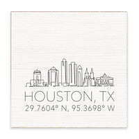 Houston Skyline Coordinates Block Sign