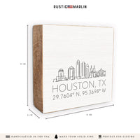 Houston Skyline Coordinates Block Sign