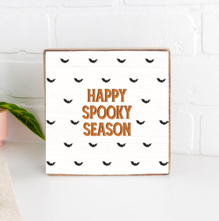 Happy Spooky Season Decorative Wooden Block