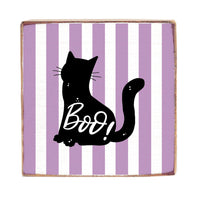 Boo! Black Cat Wood Block