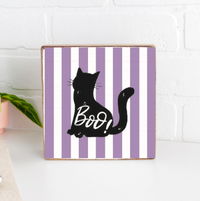 Boo! Black Cat Wood Block