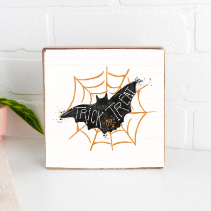 Trick Or Treat Bat Block Sign
