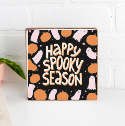 Happy Spooky Season Decorative Wooden Block