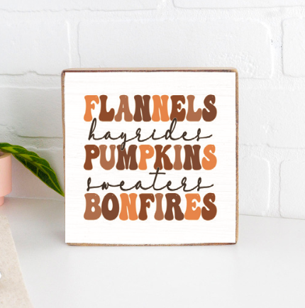 Fall Essentials Decorative Wooden Block